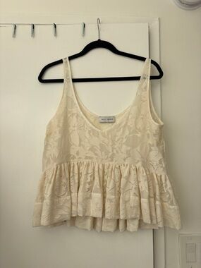 Weili zheng Cream Lace Peplum Tank Top